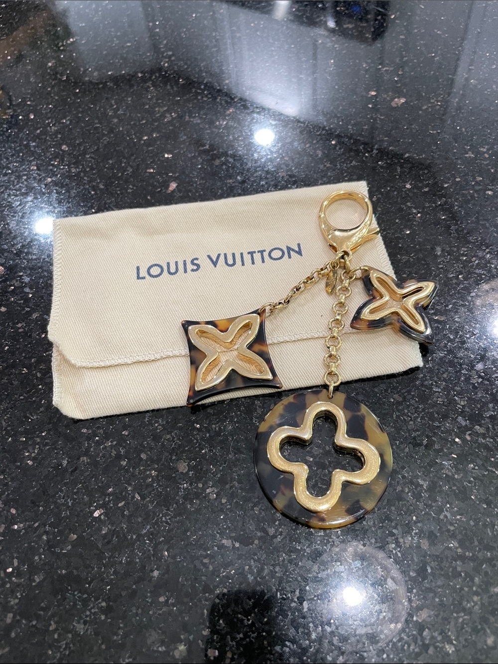 Louis Vuitton Insolence Bag Charm Metal and Tortoise Brown, Gold